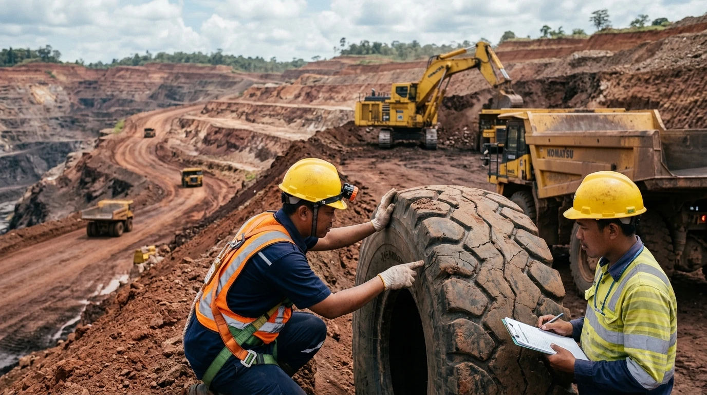 Inspeksi Ban Tambang OTR di Pit Tambang Kalimantan